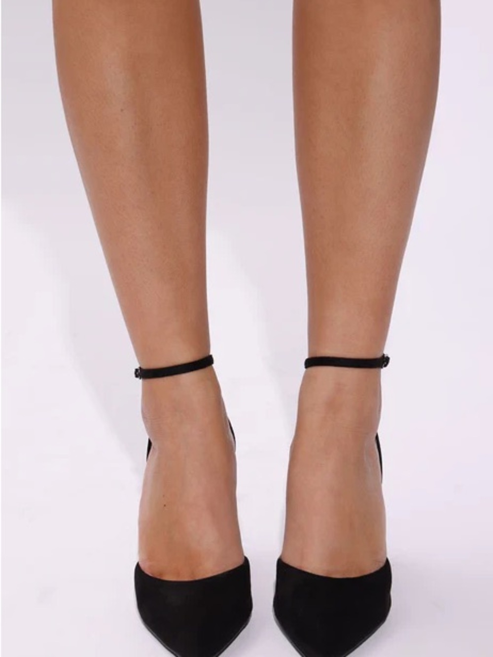 Fashion Nova Black Pointed Toe Ankle Strap Heels